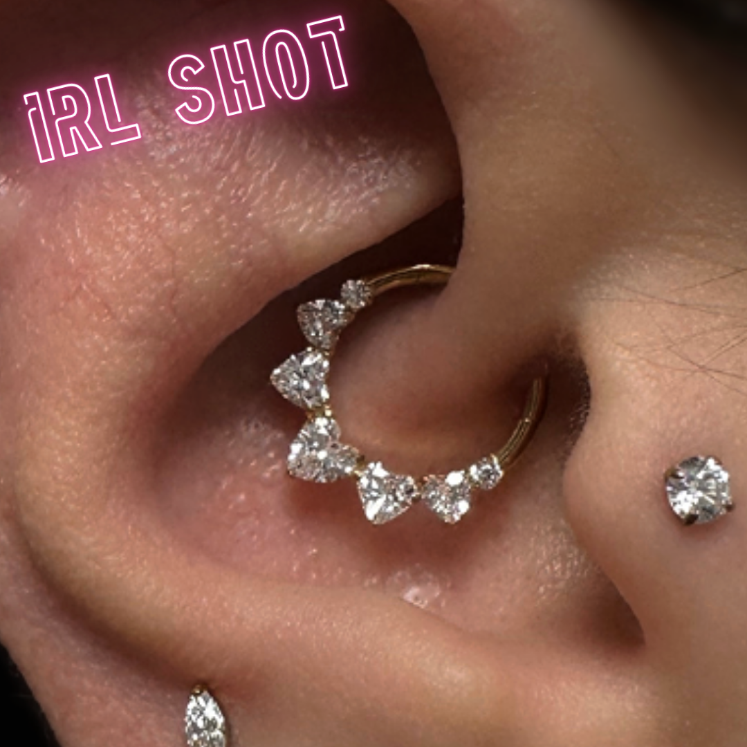 PVD Gold Ring with hearts