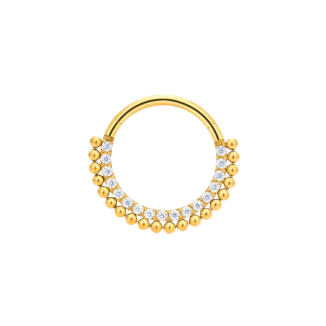 PVD Gold Ring with beads and gems