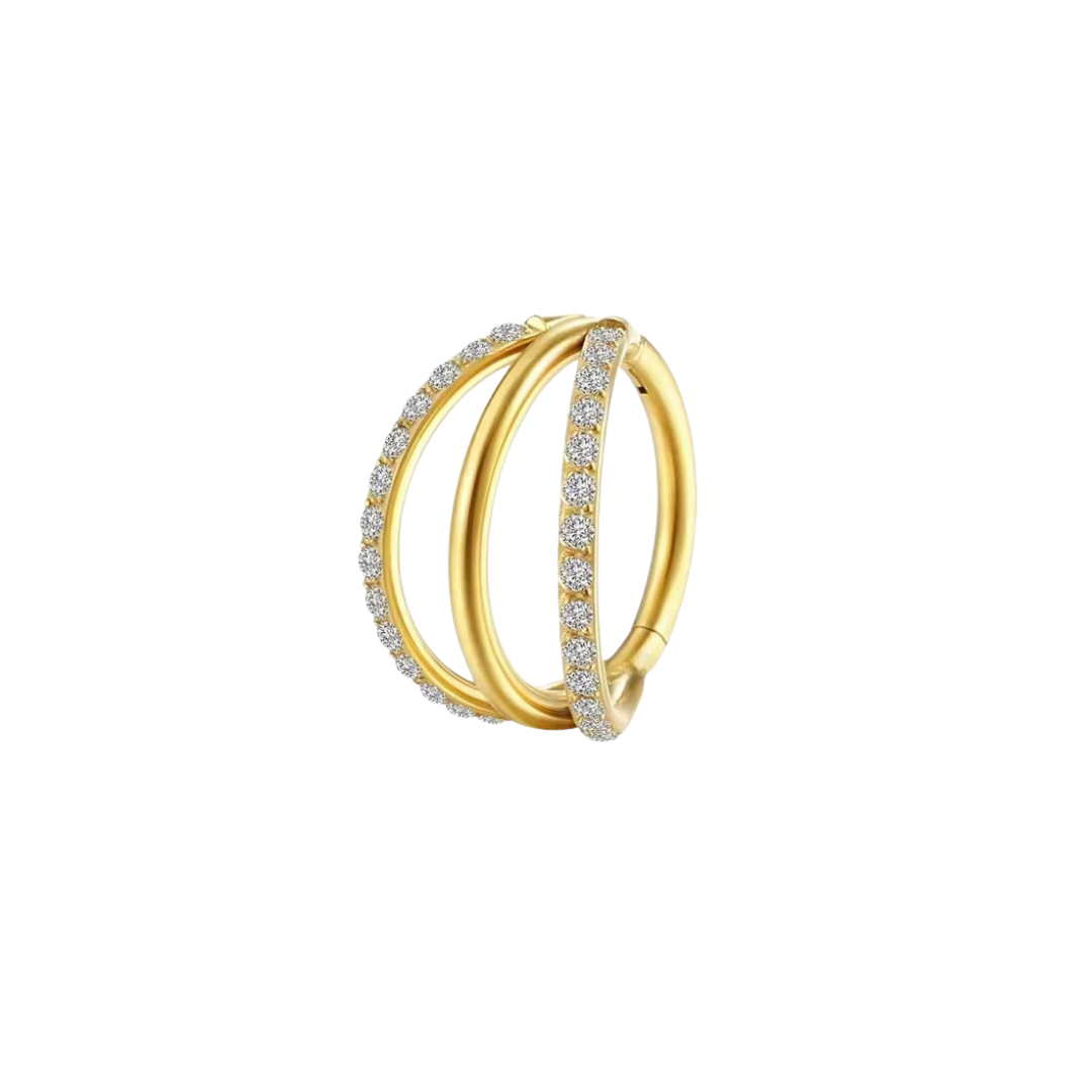 PVD Gold Triple ring with gems