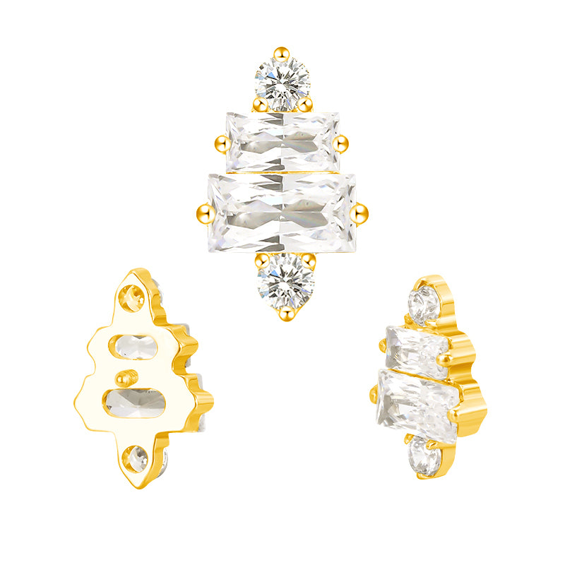 PVD Gold Clear gem cluster