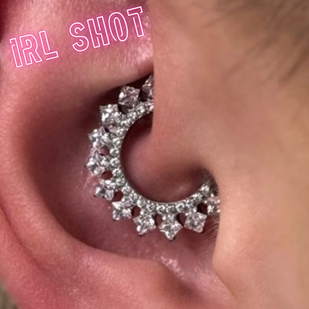 Žiedelis su cirkonių spygliais