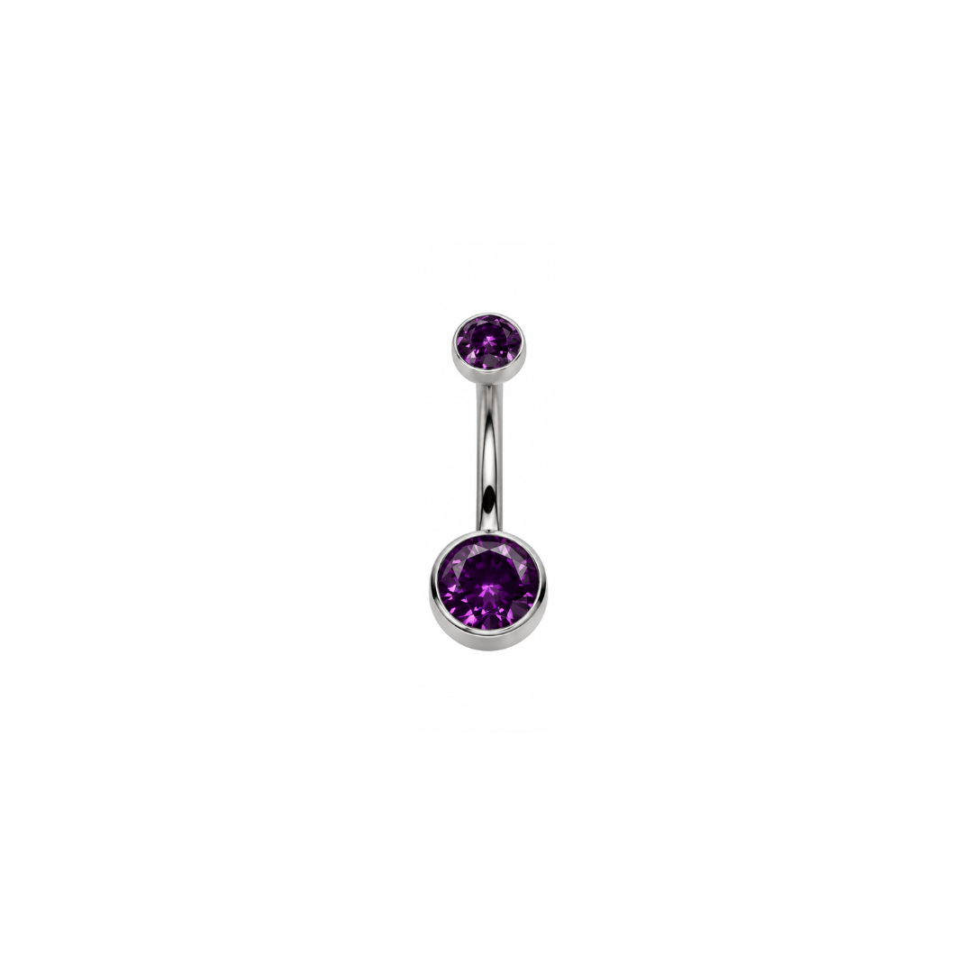 Navel barbell with colored gems