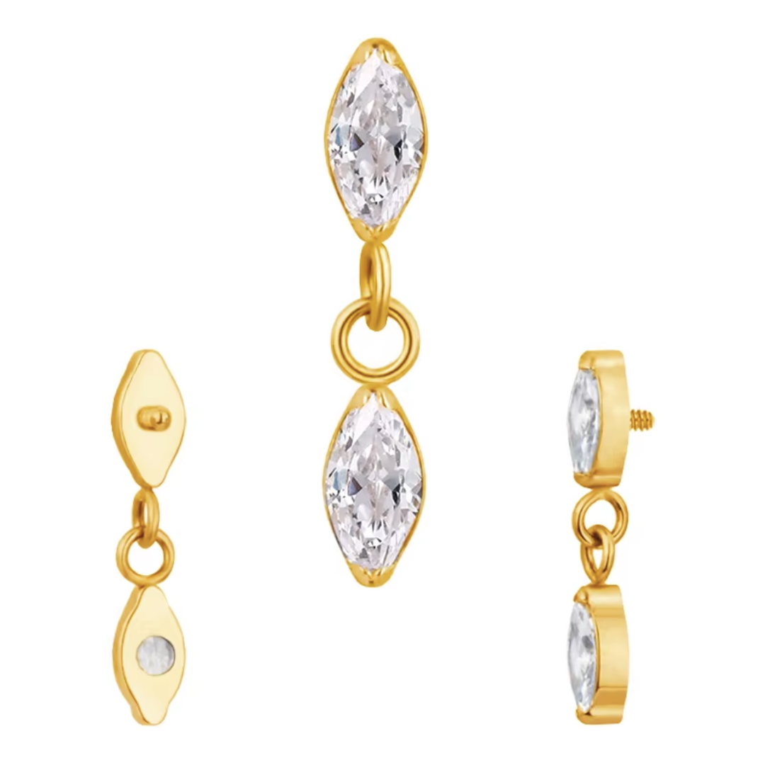 PVD Gold Top with a hanging gem