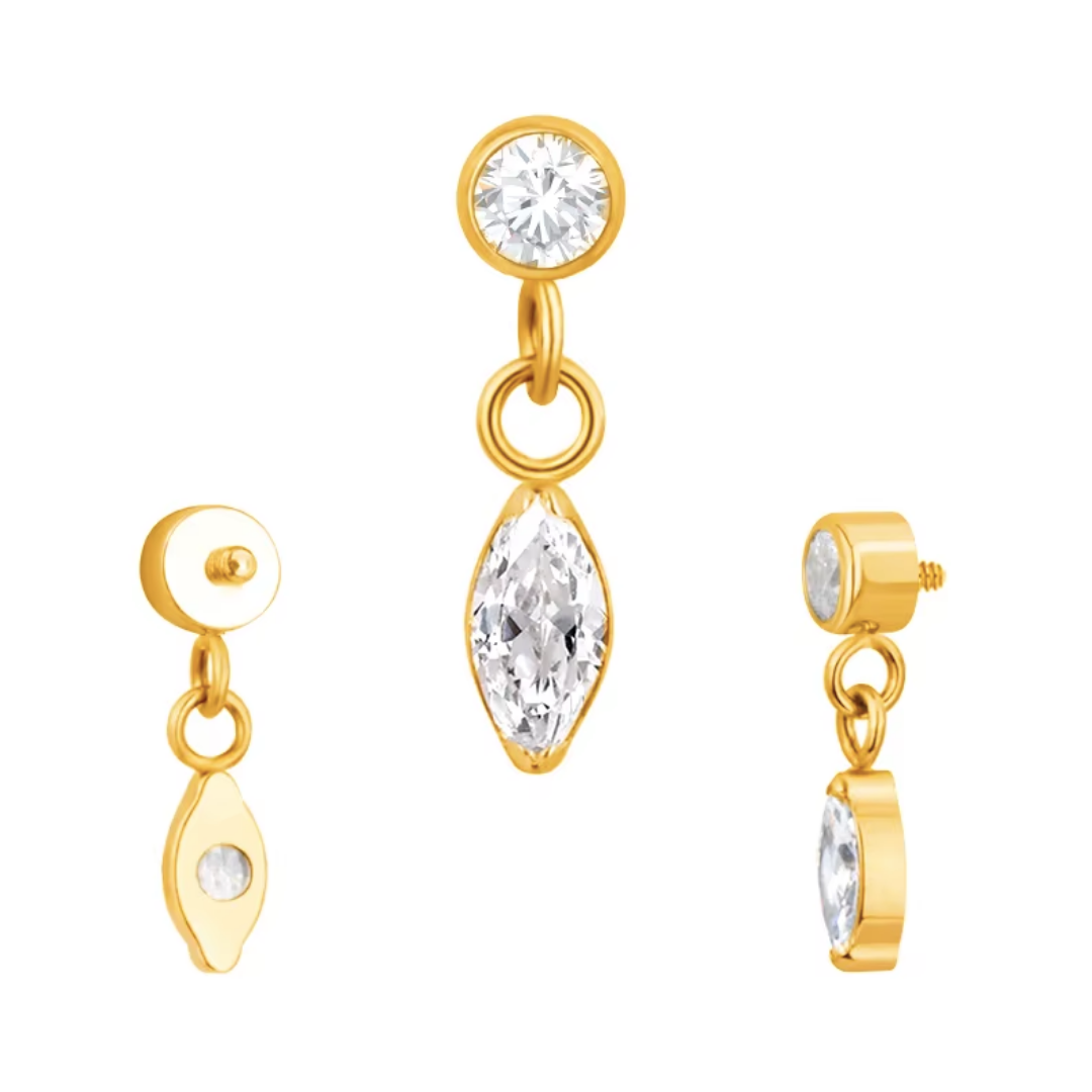 PVD Gold Top with a hanging gem