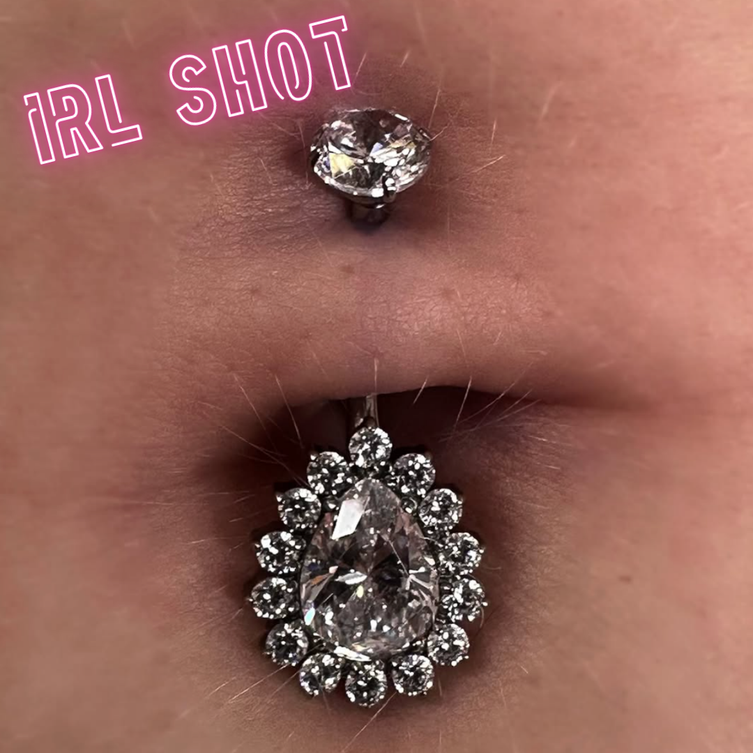 Navel barbell with pear gem