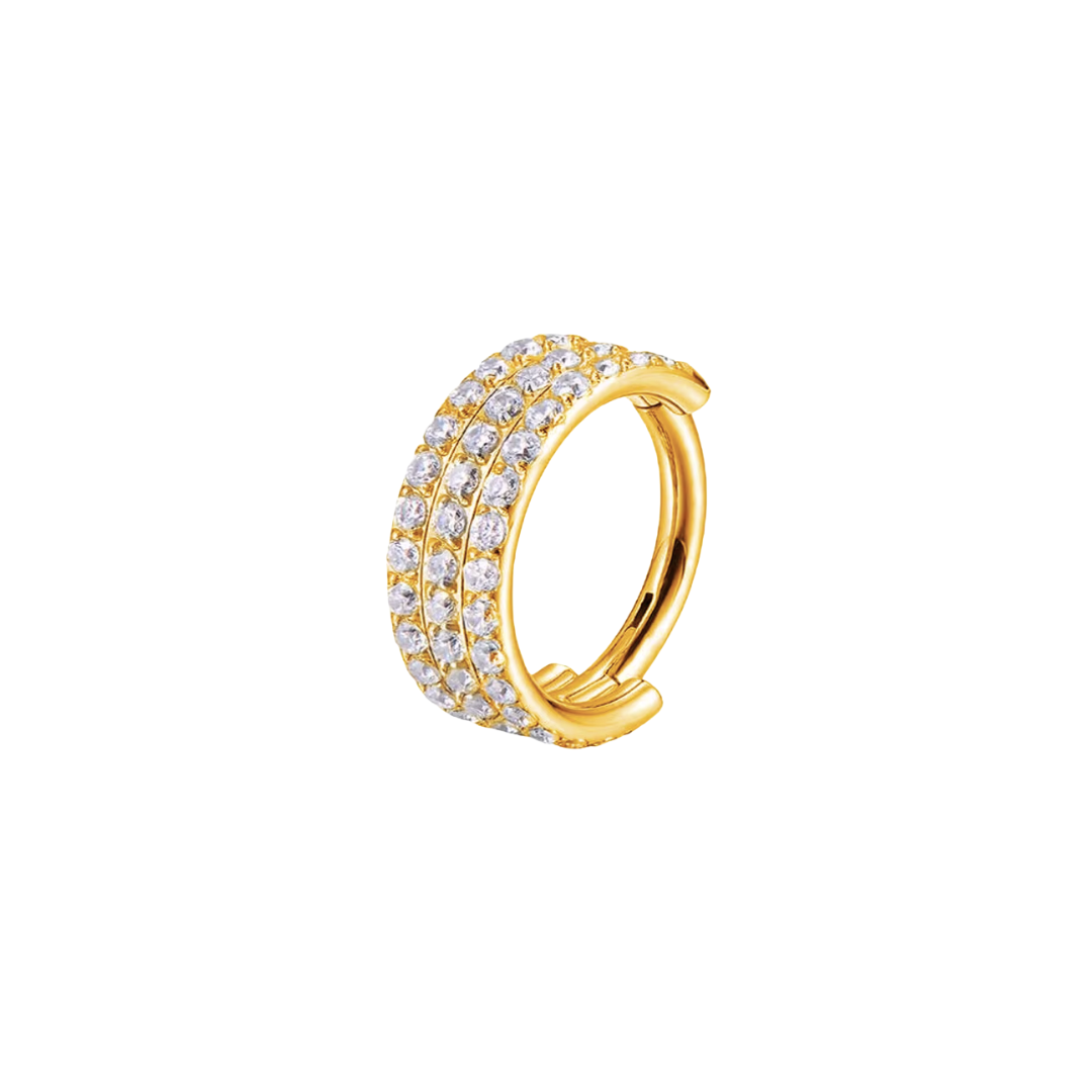 PVD Gold Ring with 3 gem rows