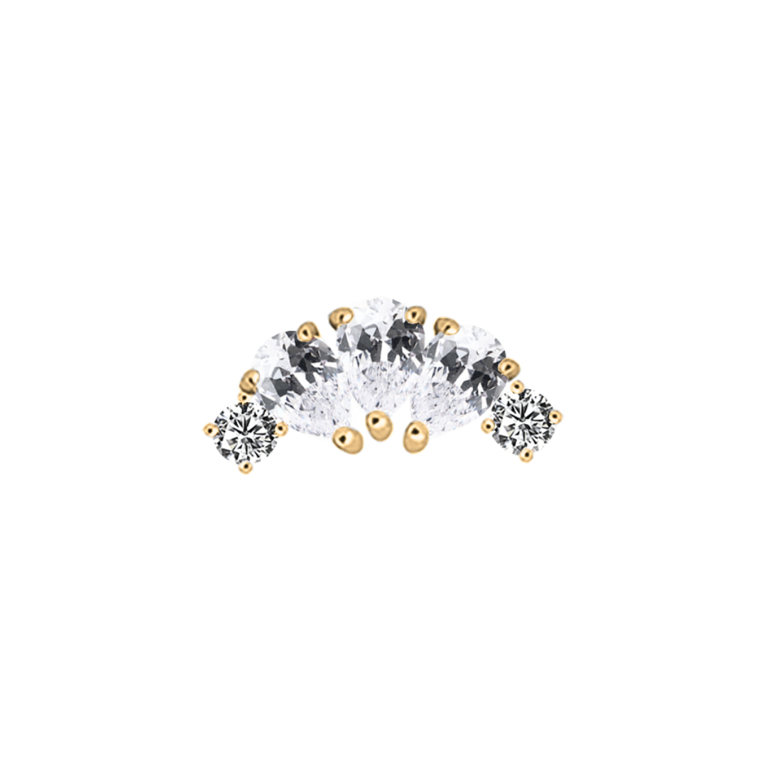 PVD Gold Clear gem cluster