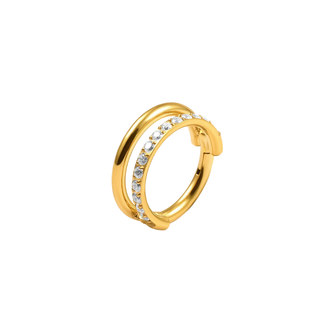 PVD Gold Double ring with gems