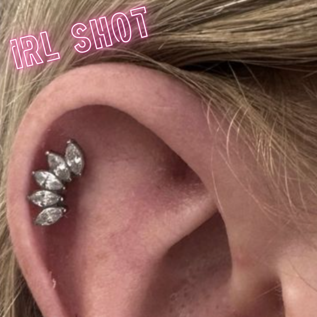 Penkių markizės formos cirkonių topas