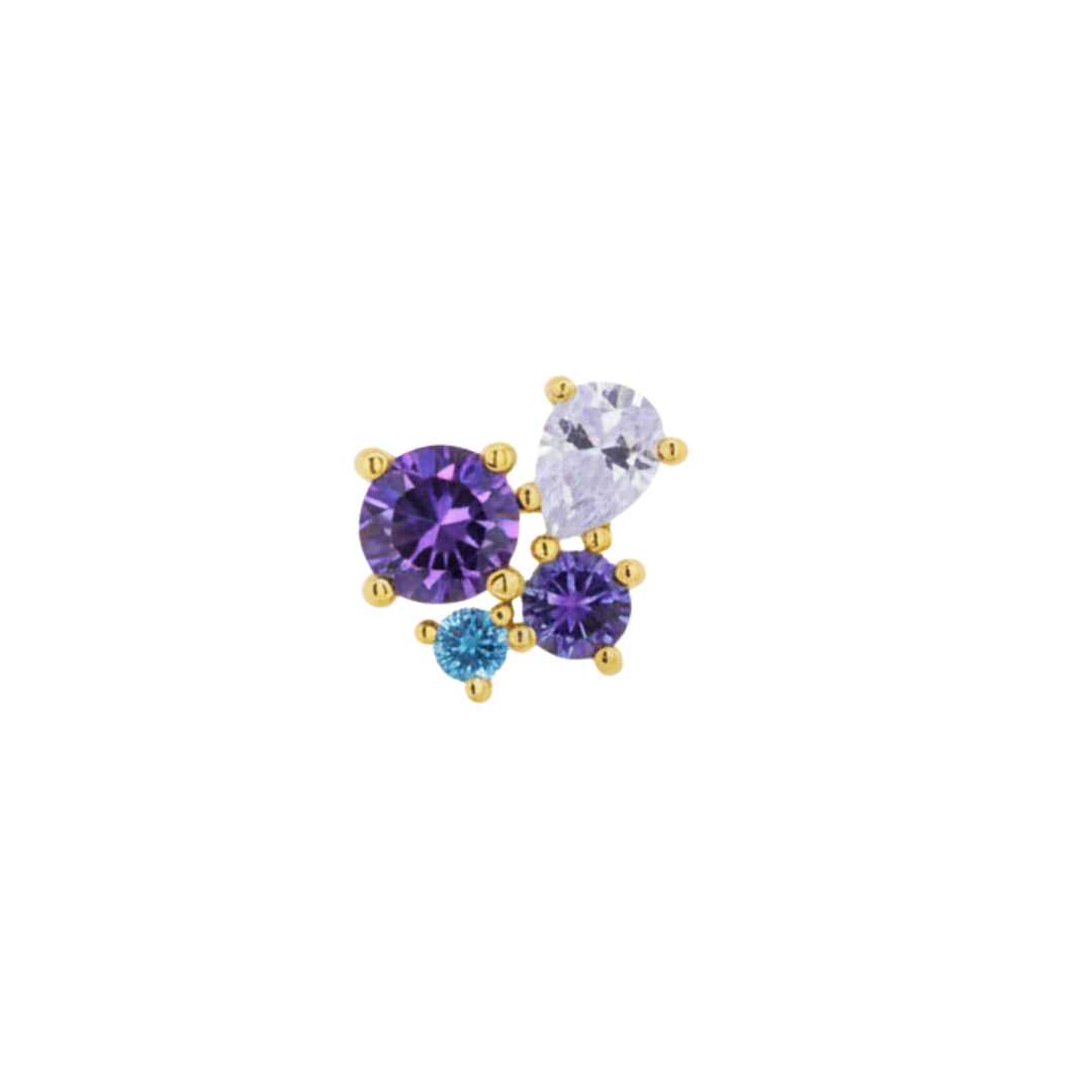 PVD Gold Purple gem cluster