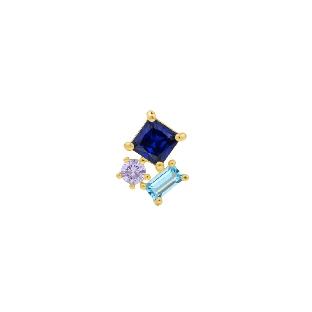 PVD Gold Blue gem cluster