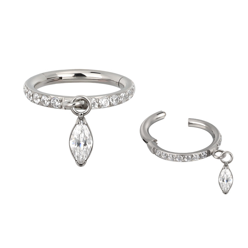 Ring with gems and a marquise charm