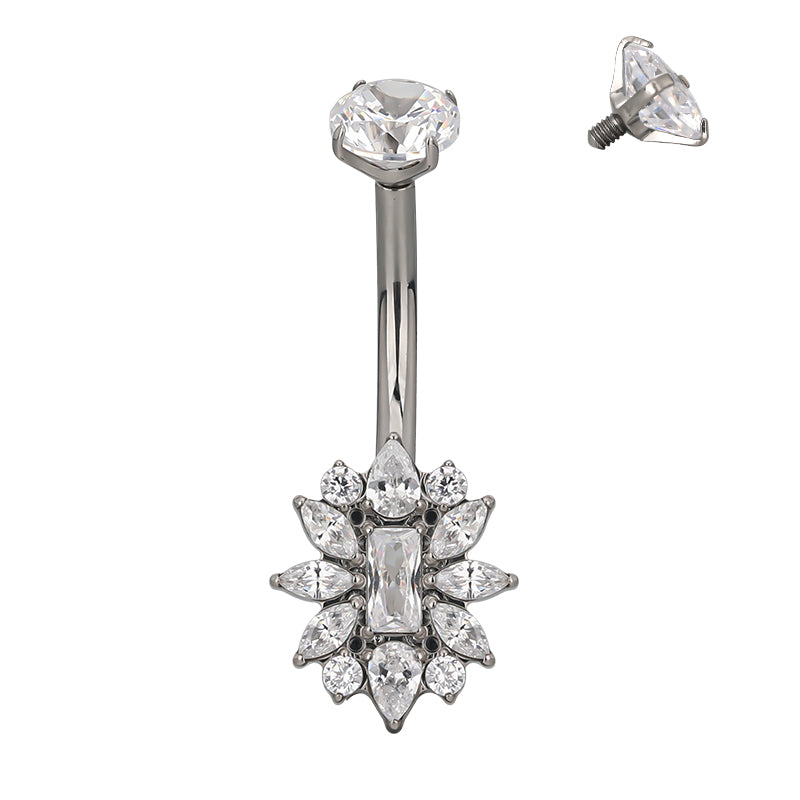 Navel barbell with gems