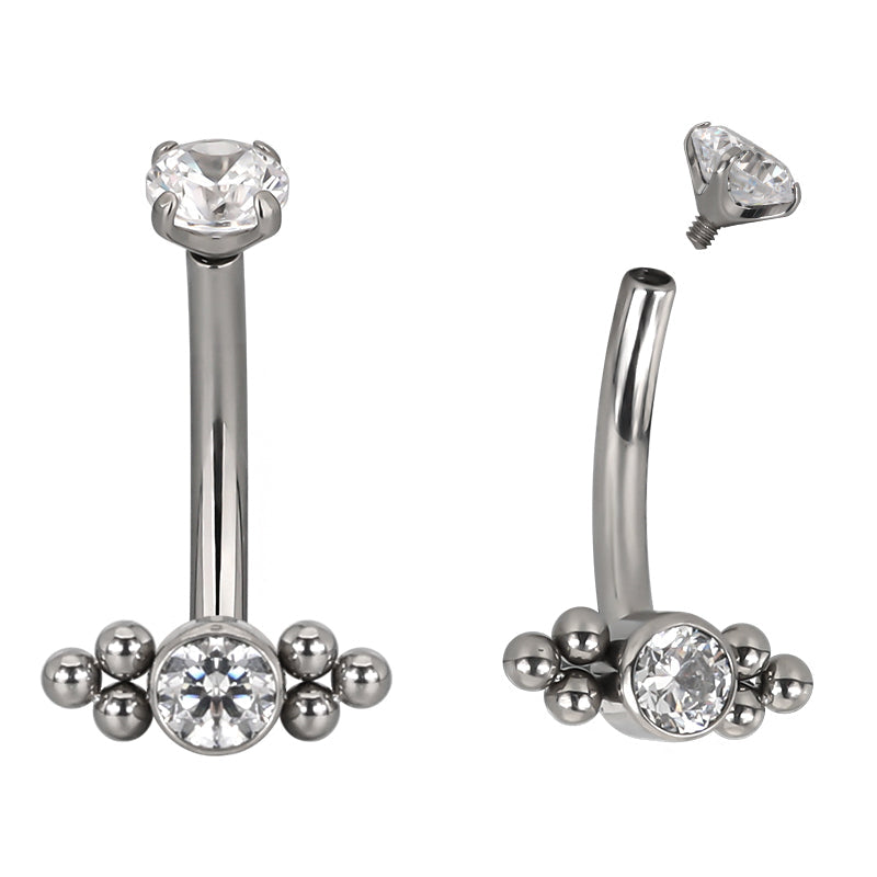 Eyebrow/rook barbell with gem and beads