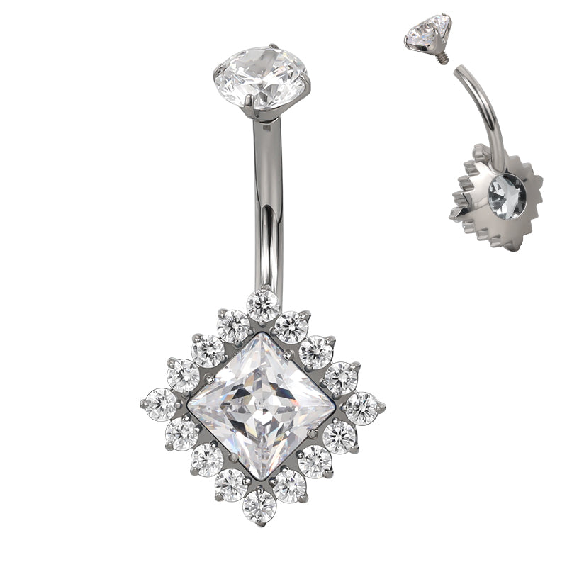 Navel barbell with gems