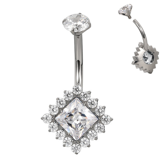Navel barbell with gems