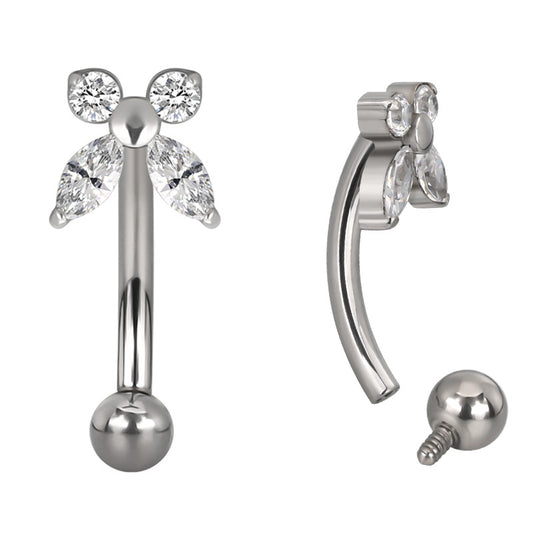 Eyebrow/rook barbell with a butterfly