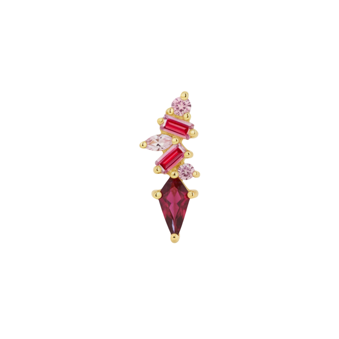PVD Gold Red gem cluster