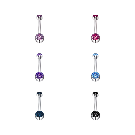 Navel barbell with colored gems