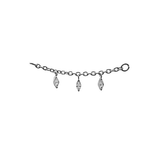 34mm chain with marquise gems