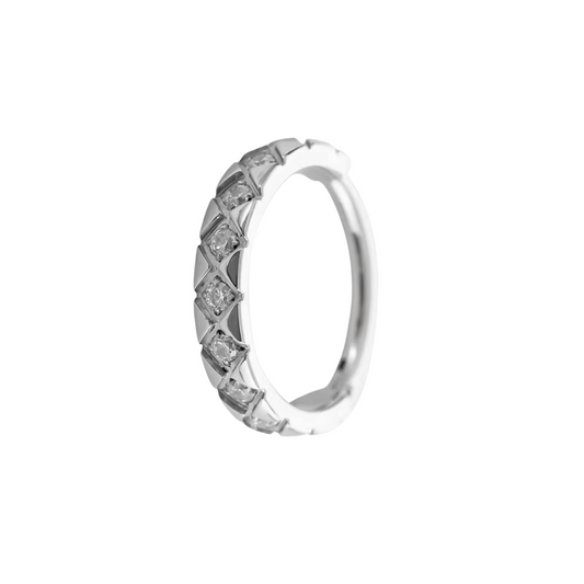 Ring with clear side gems