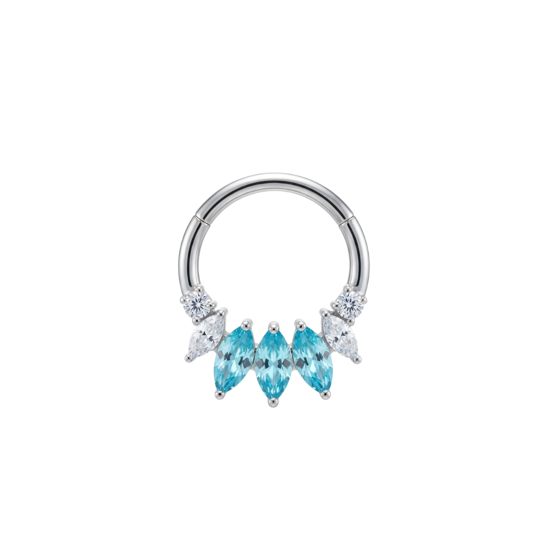 Ring with clear and aqua marquise gems