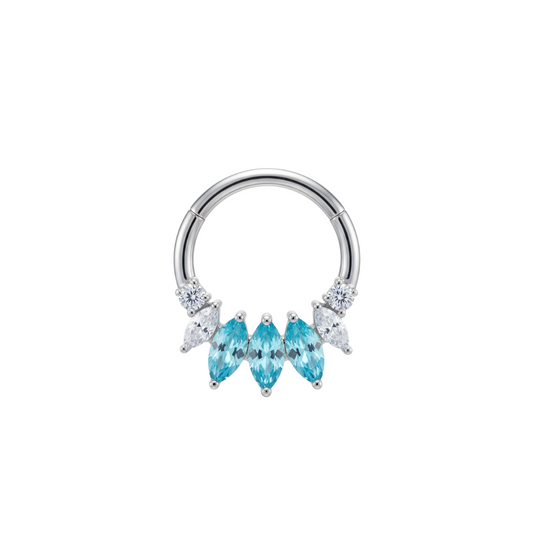 Ring with clear and aqua marquise gems