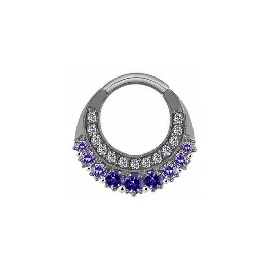 Ring with clear and purple gems