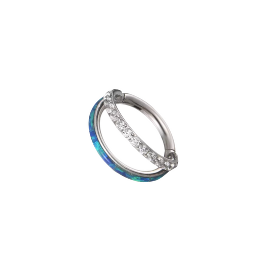 Ring with blue opal and gems