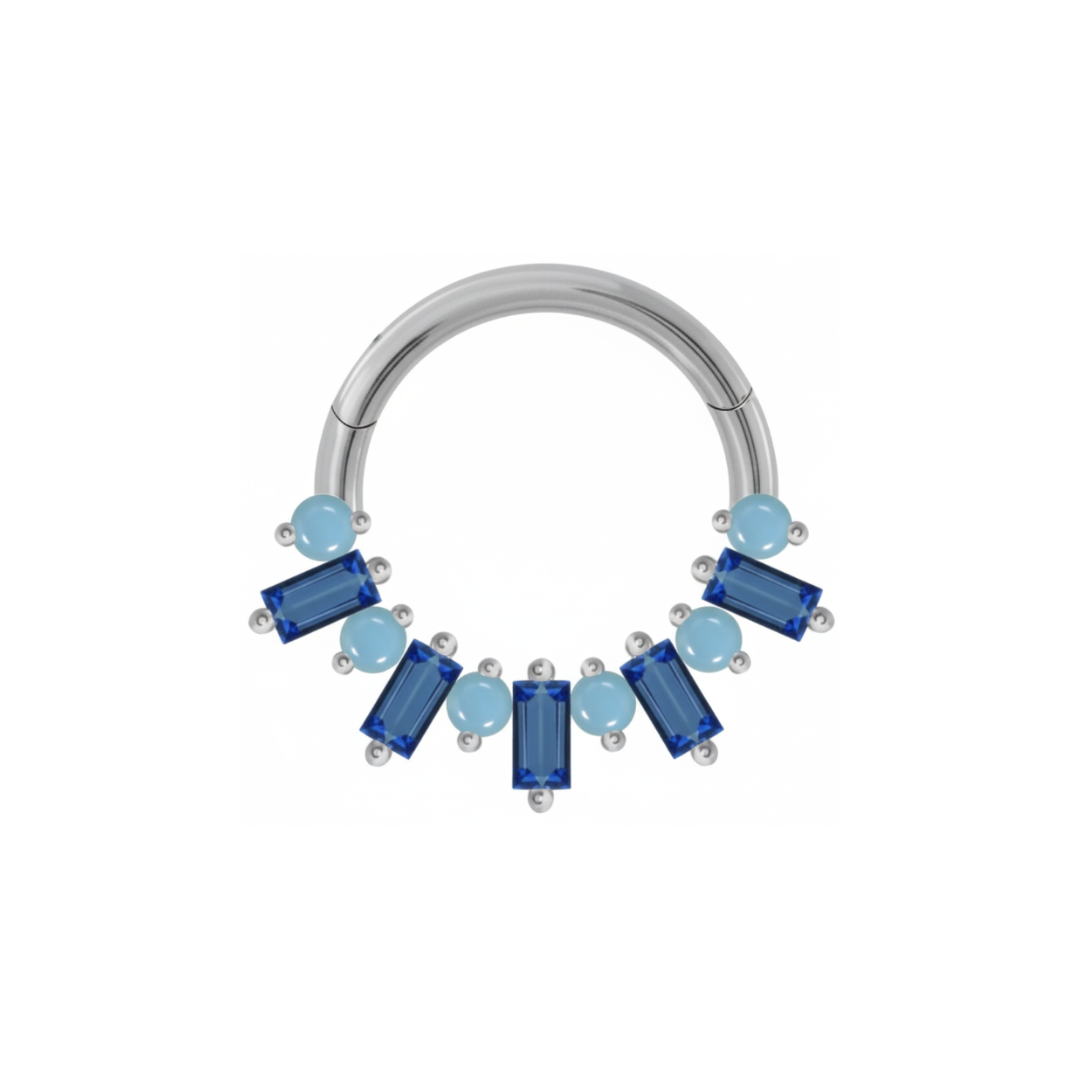 Ring with blue and aqua stones