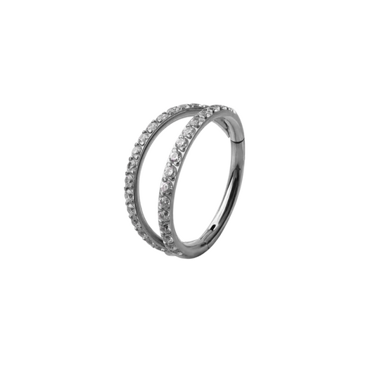 Double ring with gems