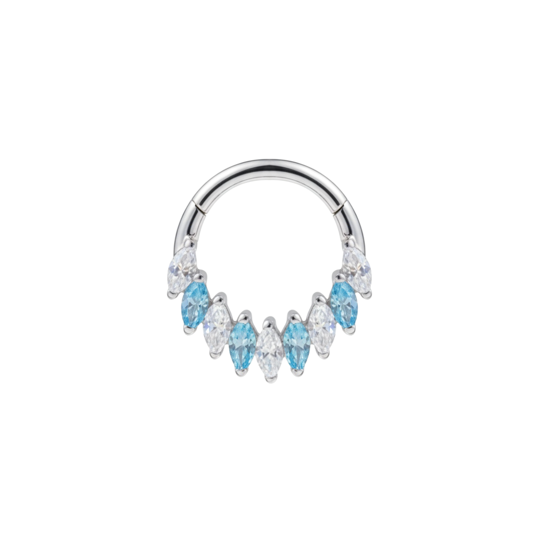 Ring with clear and aqua marquise gems