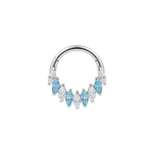 Ring with clear and aqua marquise gems