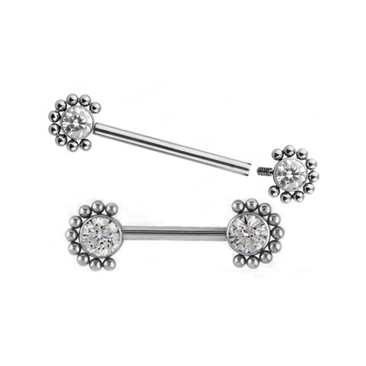 Nipple barbell with gems