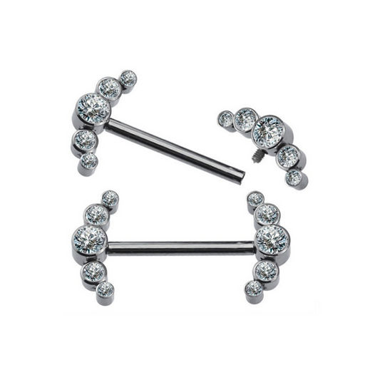 Nipple barbell with gems
