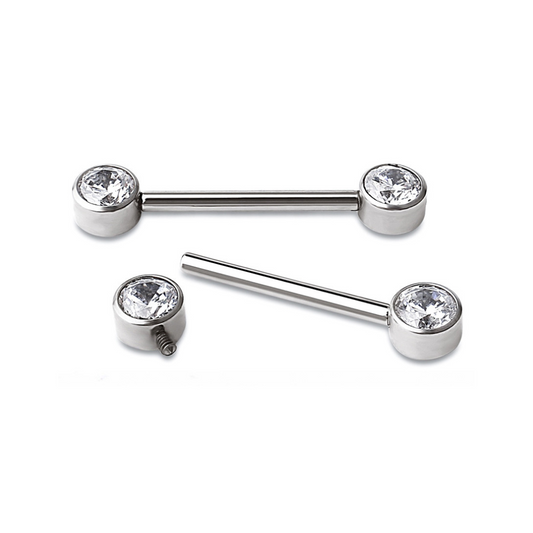 Nipple barbell with gems
