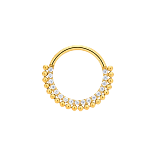 PVD Gold Ring with beads and gems