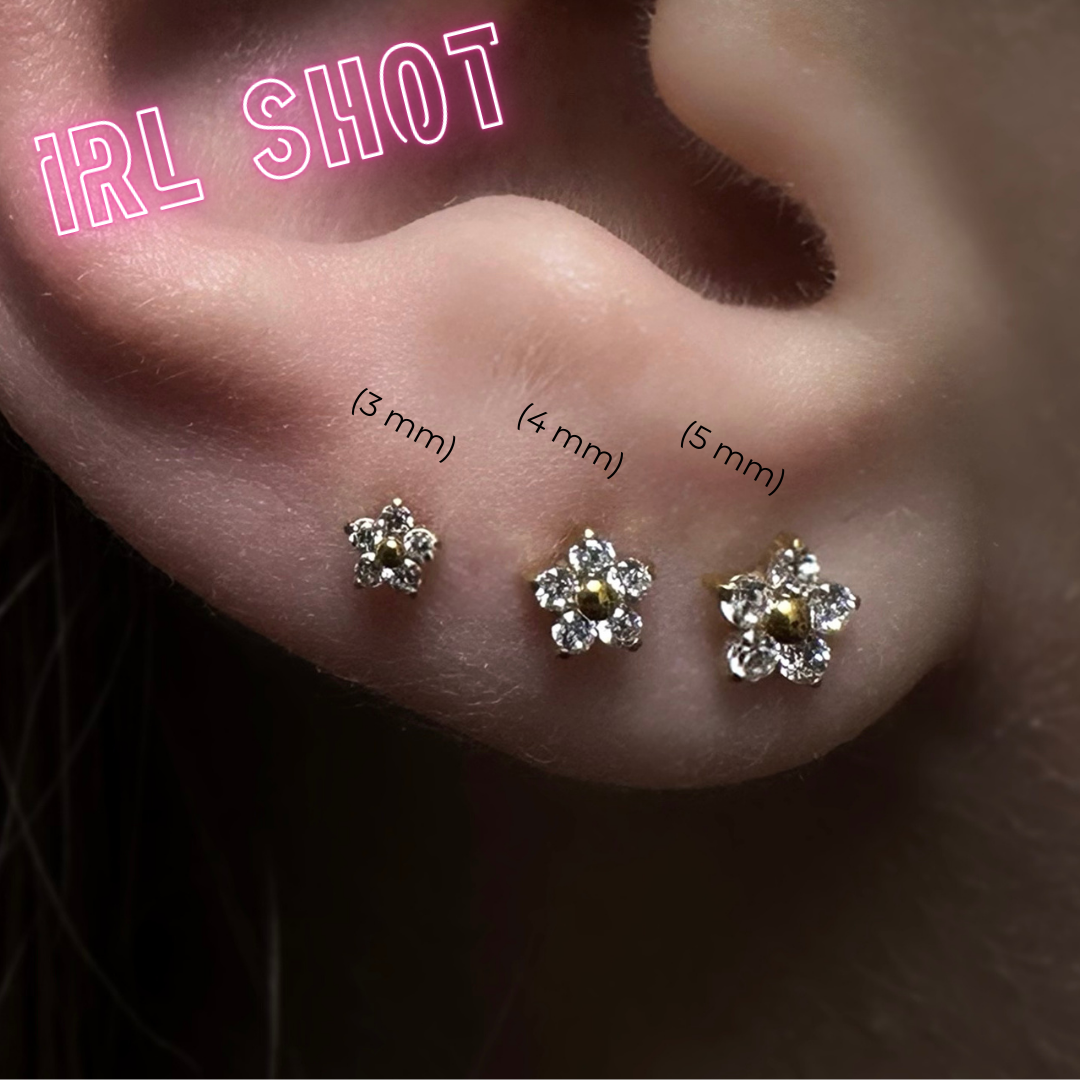 PVD Gold Five gem flower