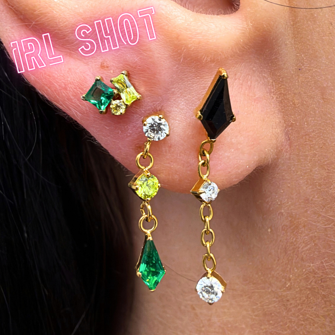 PVD Gold Gem with dangle