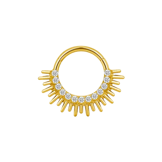 PVD Gold Ring with gems and lines