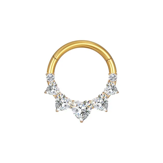 PVD Gold Ring with hearts