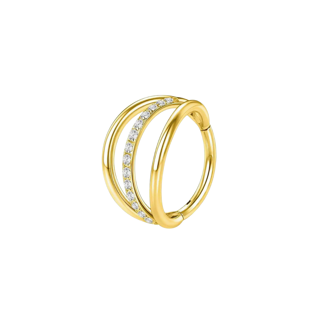 PVD Gold Triple ring with gems