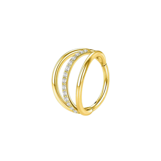 PVD Gold Triple ring with gems