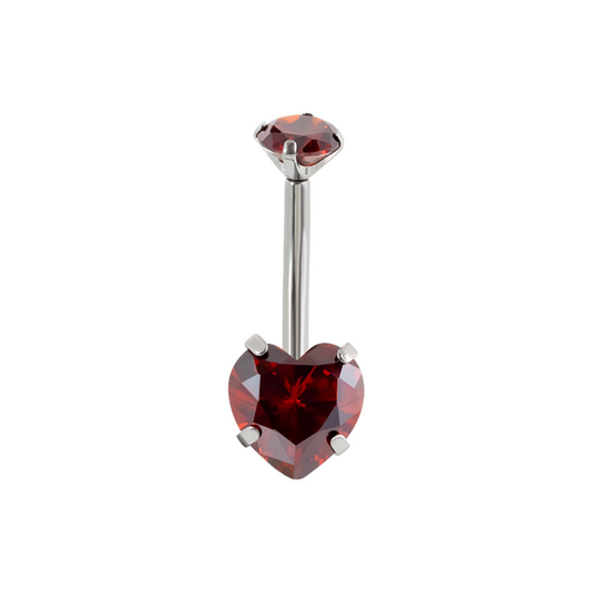 Navel barbell with heart gem