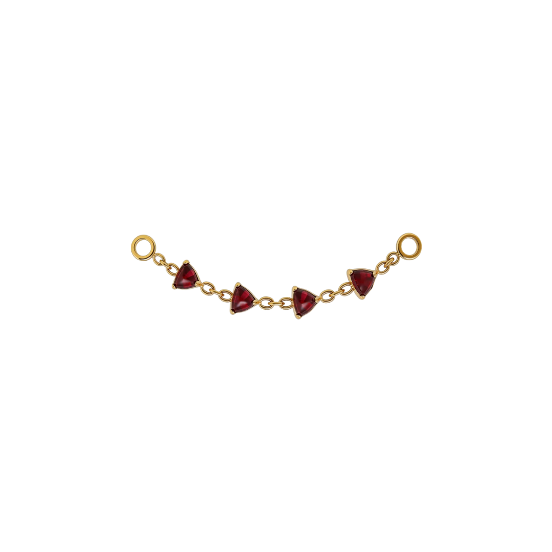 PVD Gold Titanium chain with red stones