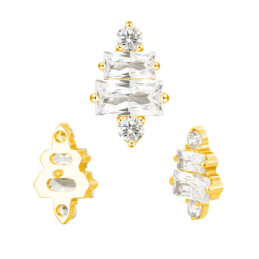 PVD Gold Clear gem cluster