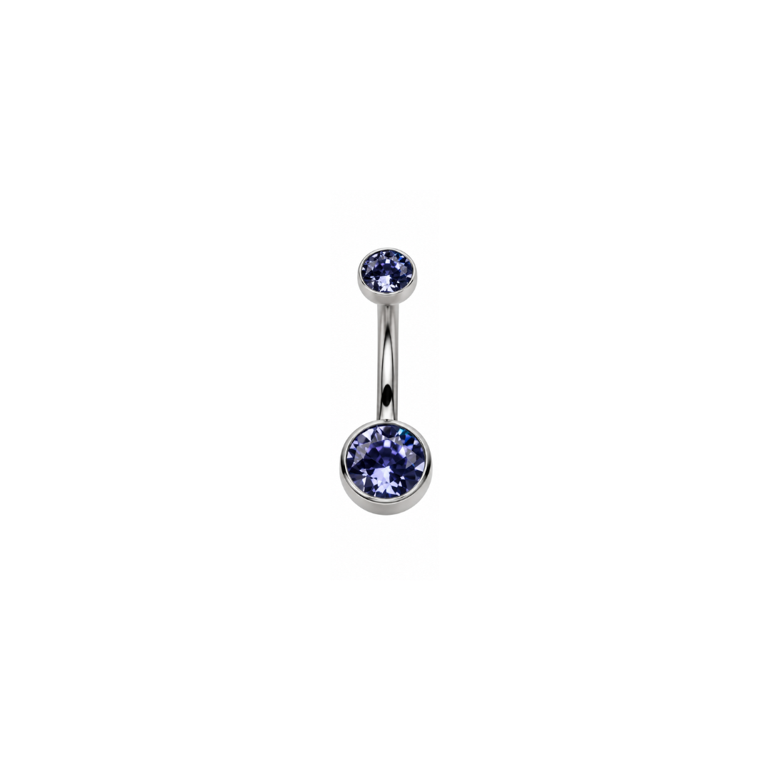 Navel barbell with colored gems