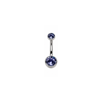 Navel barbell with colored gems