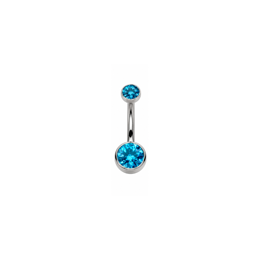 Navel barbell with colored gems