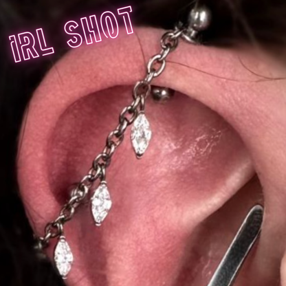 34mm chain with marquise gems